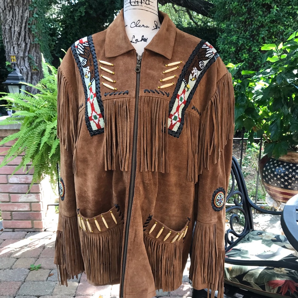 Men’s Beaded Suede Leather Jacket